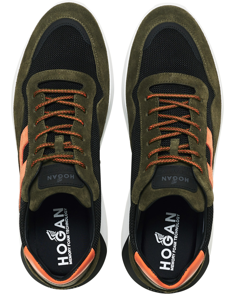 Homme | Hogan Icube Running Sneaker Green/Orange Suede | Hogan | Icube Running Sneaker Green/Orange Suede