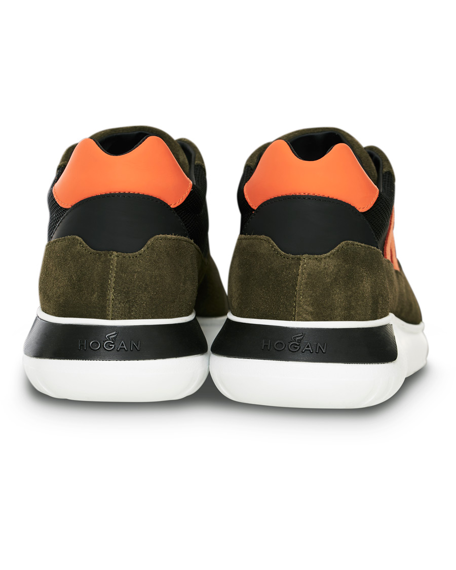 Homme | Hogan Icube Running Sneaker Green/Orange Suede | Hogan | Icube Running Sneaker Green/Orange Suede