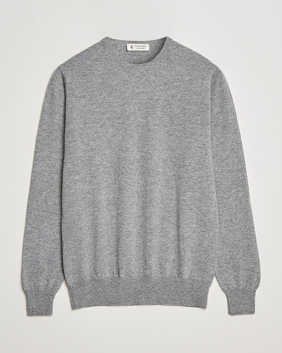 Heren | Truien | Piacenza Cashmere | Cashmere Crew Neck Sweater Light Grey