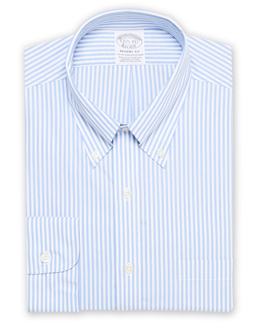 Homme | Chemises | Brooks Brothers | Regent Fit Non Iron Stripe Shirt Light Blue