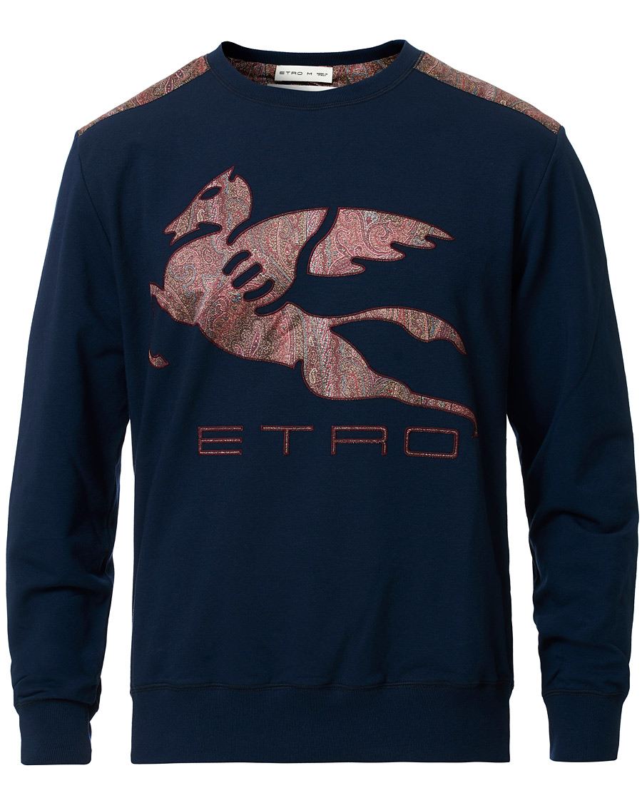 Homme | Pulls Et Tricots | Etro | Pegasus Logo Cotton Sweatshirts Navy