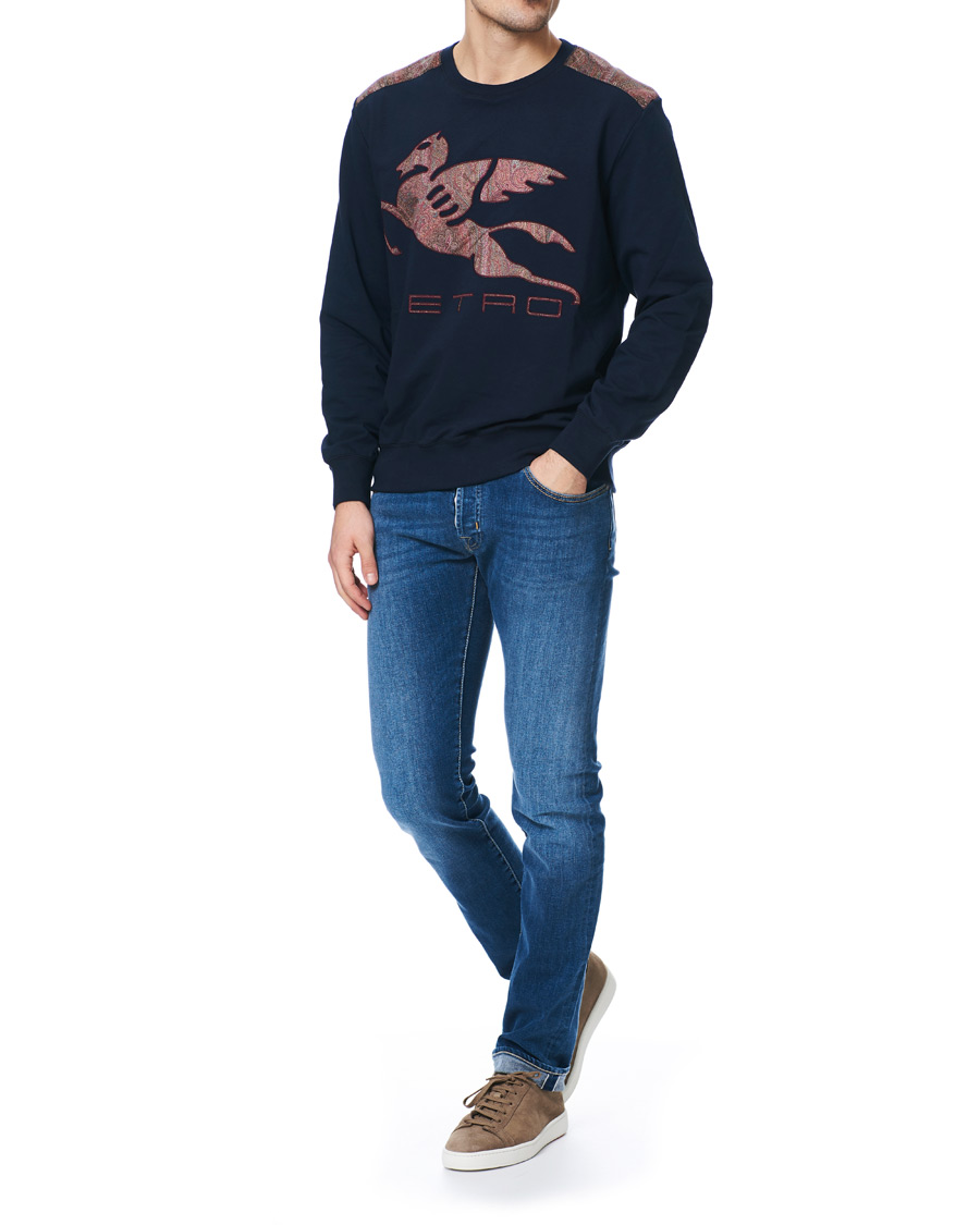 Homme | Pulls Et Tricots | Etro | Pegasus Logo Cotton Sweatshirts Navy