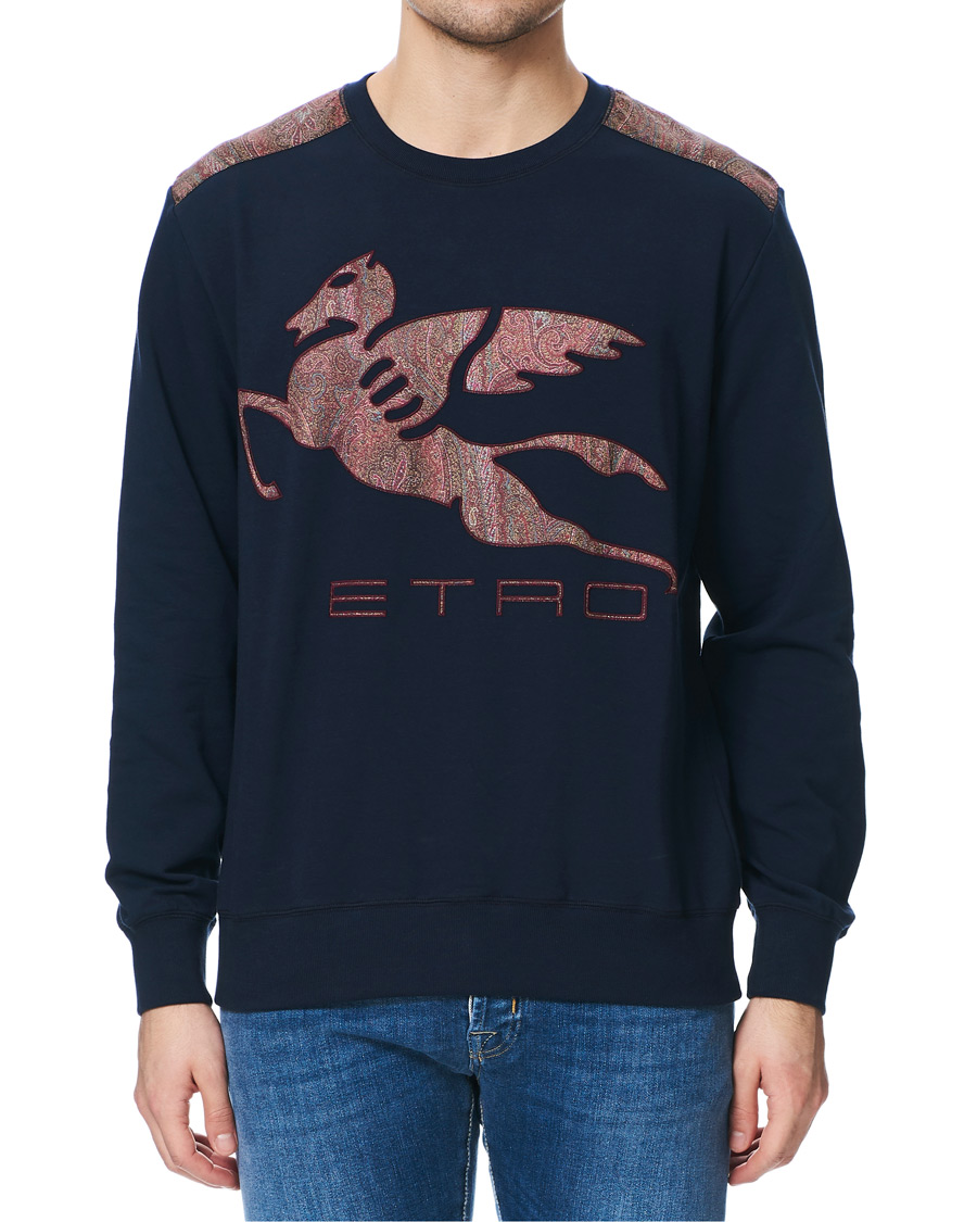 Homme | Pulls Et Tricots | Etro | Pegasus Logo Cotton Sweatshirts Navy