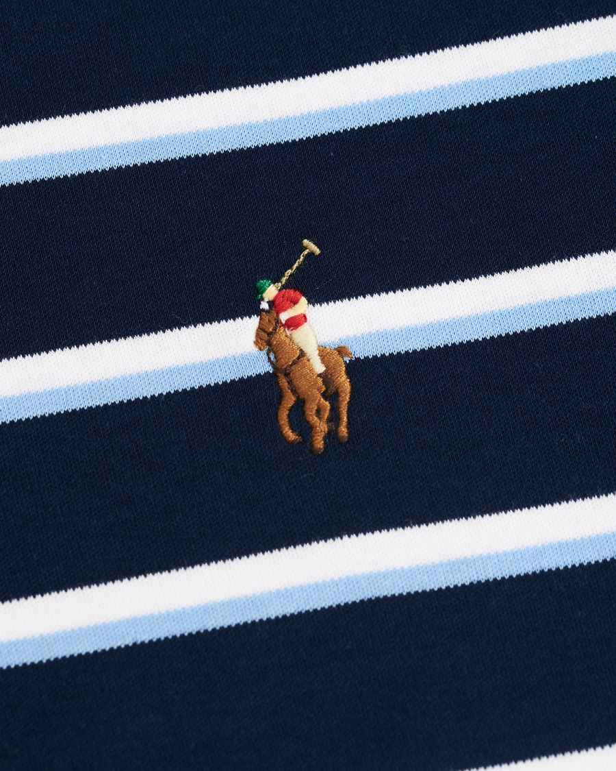 Heren | Polo's | Polo Ralph Lauren | Slim Fit Luxury Pima Cotton Stripe Polo Navy