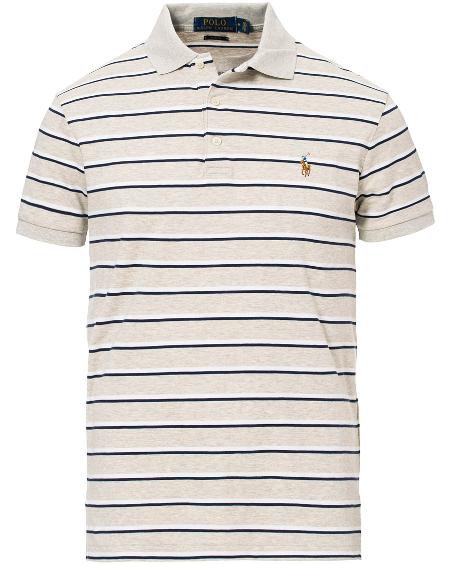 Heren | Polo's | Polo Ralph Lauren | Slim Fit Luxury Pima Cotton Stripe Polo Grey