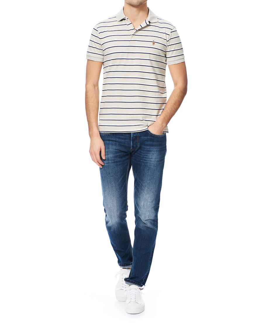 Heren | Polo's | Polo Ralph Lauren | Slim Fit Luxury Pima Cotton Stripe Polo Grey