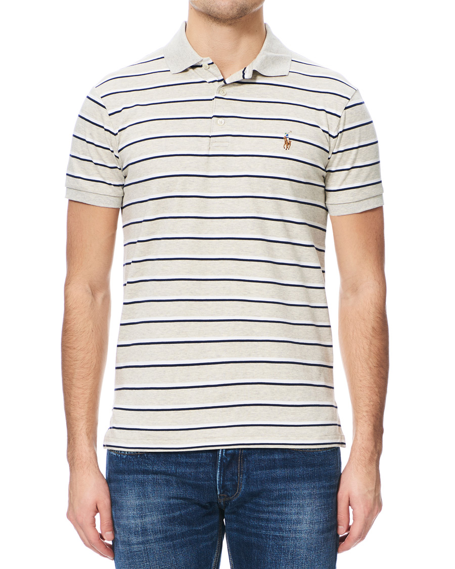 Heren | Polo's | Polo Ralph Lauren | Slim Fit Luxury Pima Cotton Stripe Polo Grey