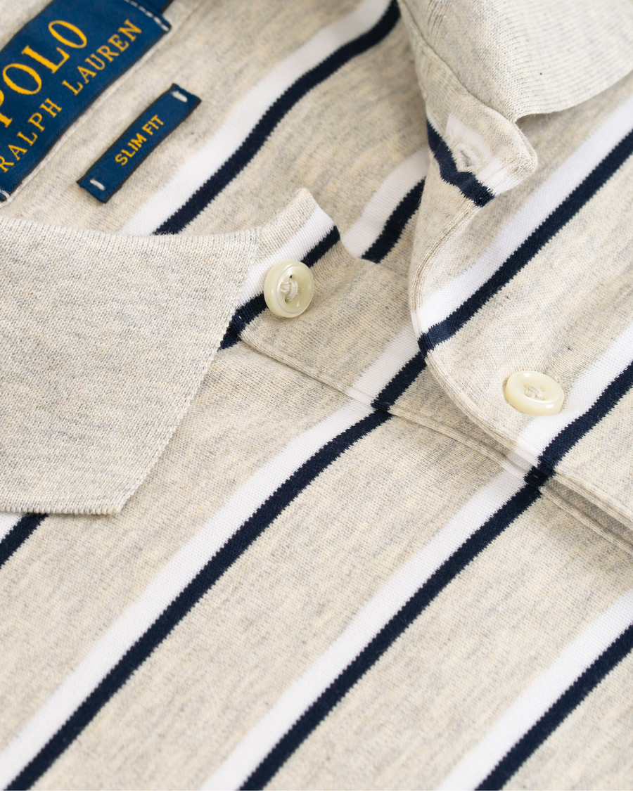 Heren | Polo's | Polo Ralph Lauren | Slim Fit Luxury Pima Cotton Stripe Polo Grey