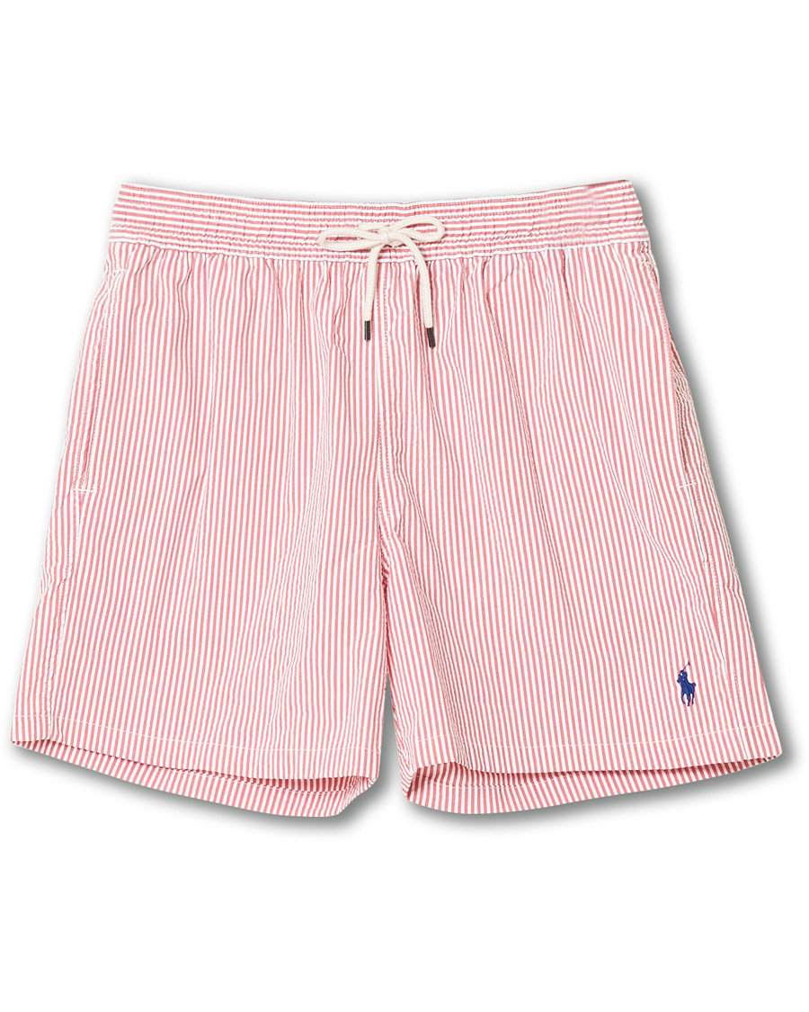 Homme | Maillots De Bain | Polo Ralph Lauren | Seersucker Stripe Swimshorts Red/White