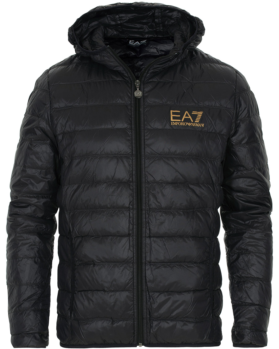 Homme | Manteaux Et Vestes | EA7 | Train Core Light Down Hoodie Jacket Black/Gold