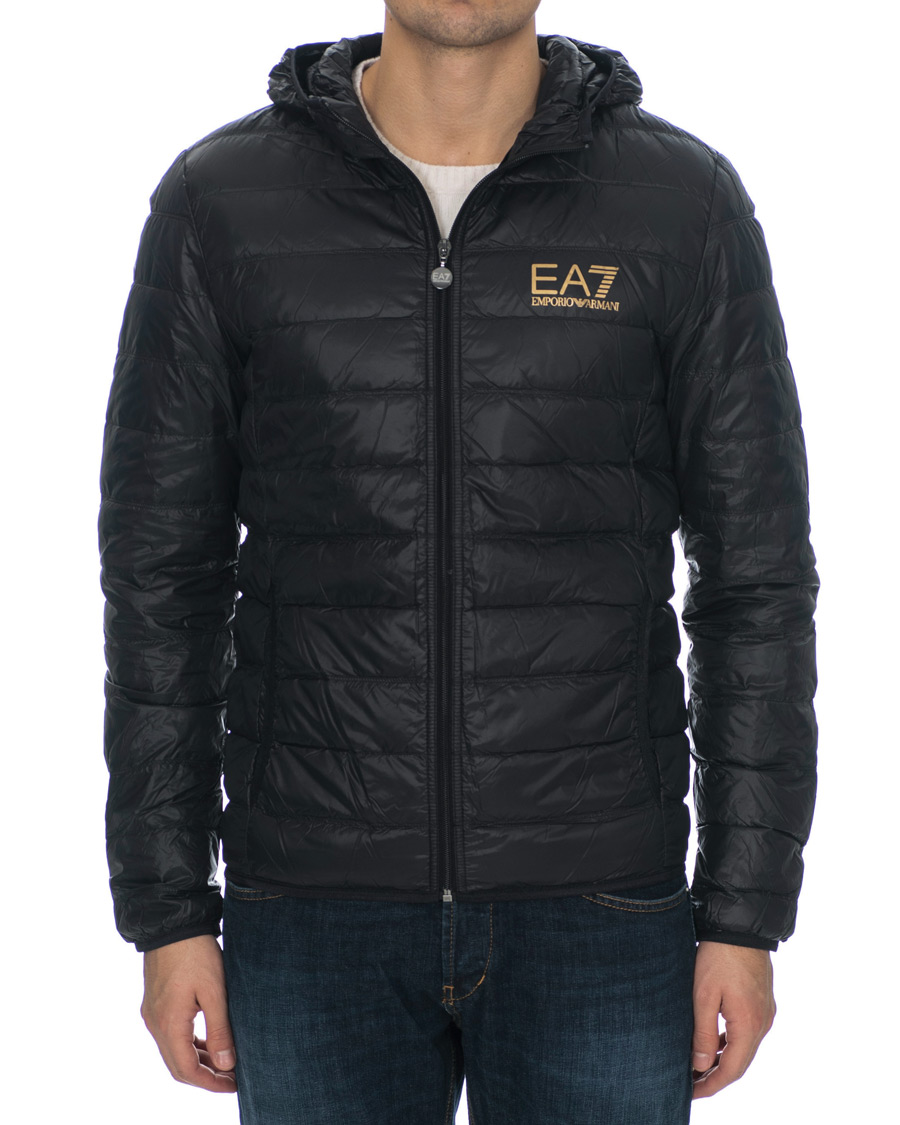 Homme | Manteaux Et Vestes | EA7 | Train Core Light Down Hoodie Jacket Black/Gold