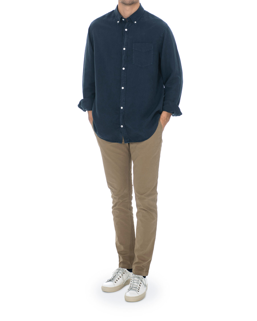 Homme | Chemises | NN07 | Levon Lyocell/Linen Button Down Shirt Navy Blue
