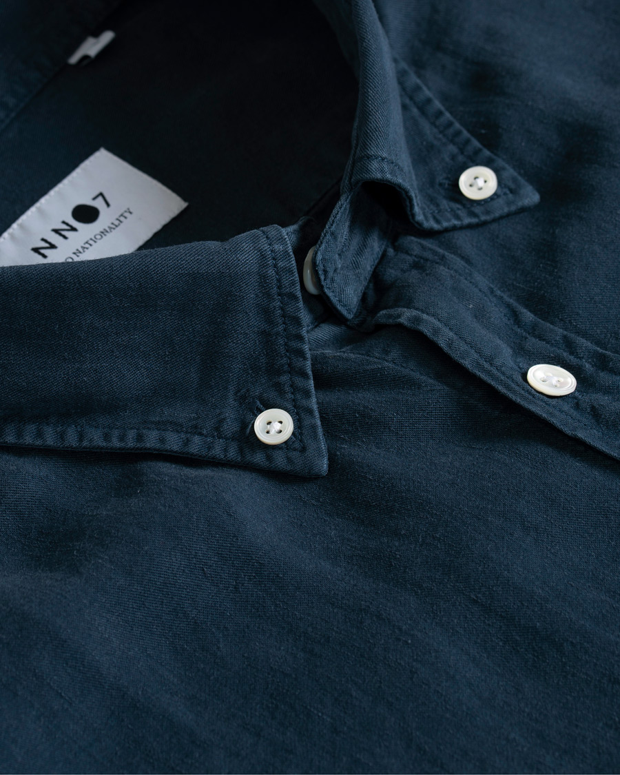 Homme | Chemises | NN07 | Levon Lyocell/Linen Button Down Shirt Navy Blue