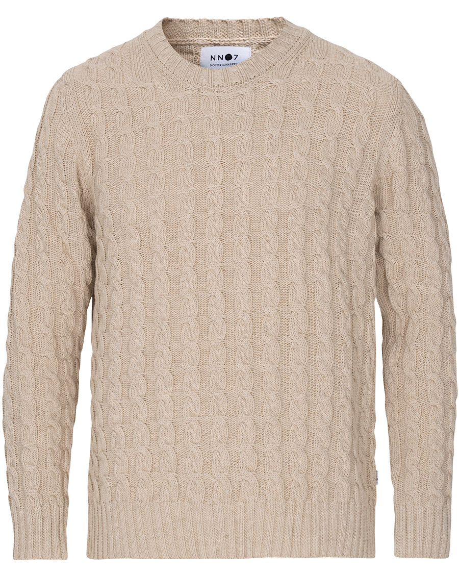Heren | Truien | NN07 | Fabian Cotton Cable Crew Neck Light Khaki