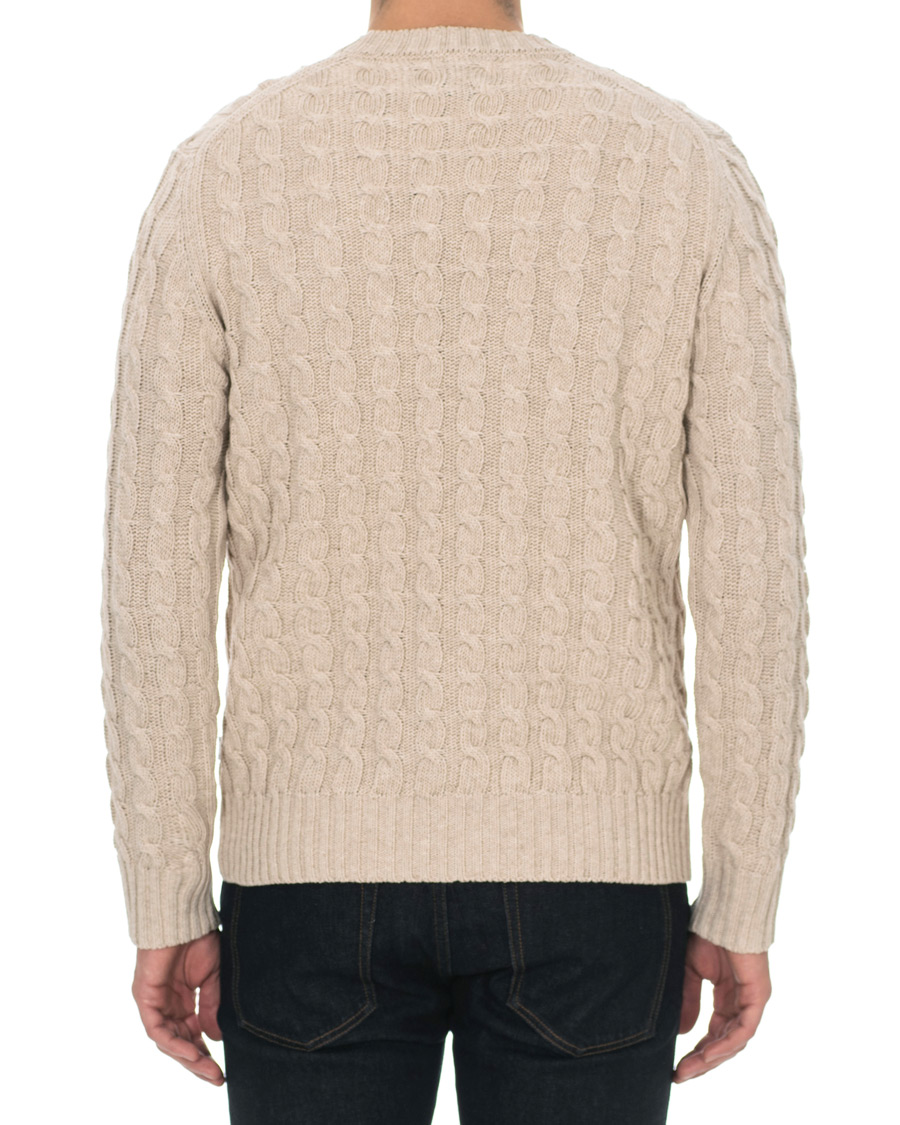 Heren | Truien | NN07 | Fabian Cotton Cable Crew Neck Light Khaki