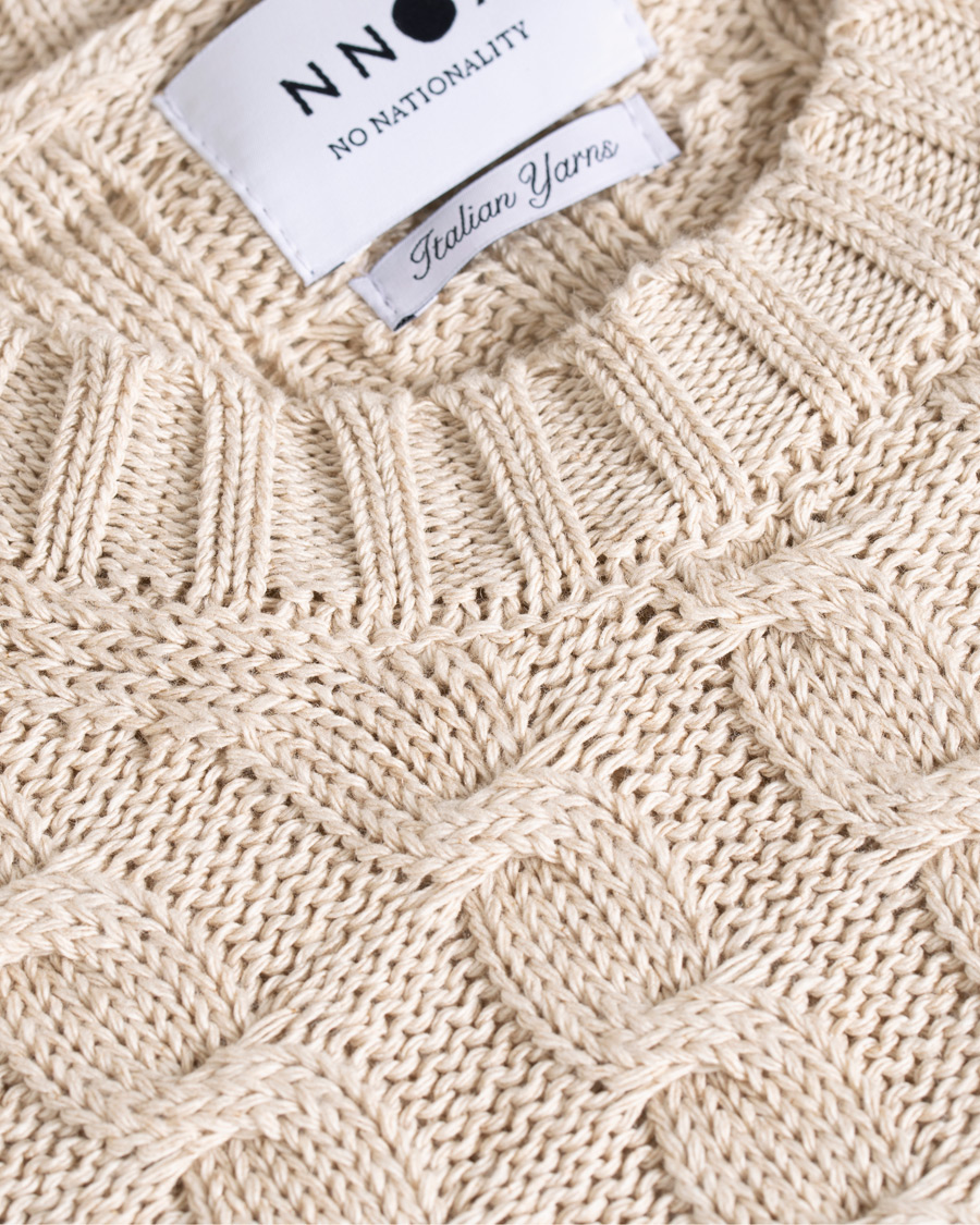 Heren | Truien | NN07 | Fabian Cotton Cable Crew Neck Light Khaki