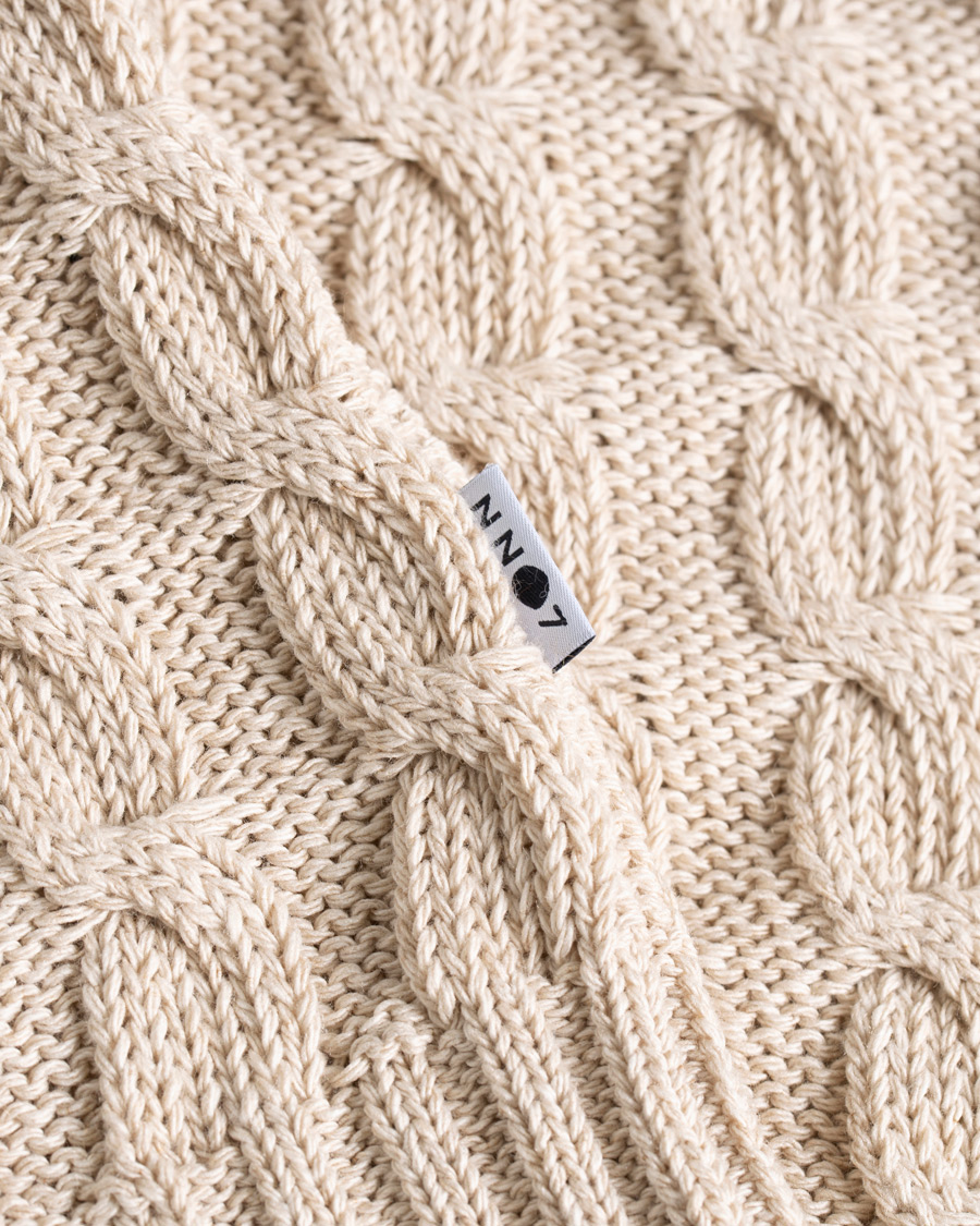 Heren | Truien | NN07 | Fabian Cotton Cable Crew Neck Light Khaki