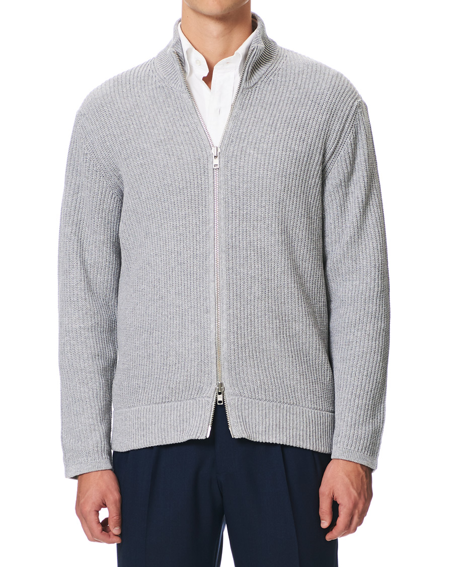 Heren | Truien | NN07 | Piet Full Zip Medium Grey