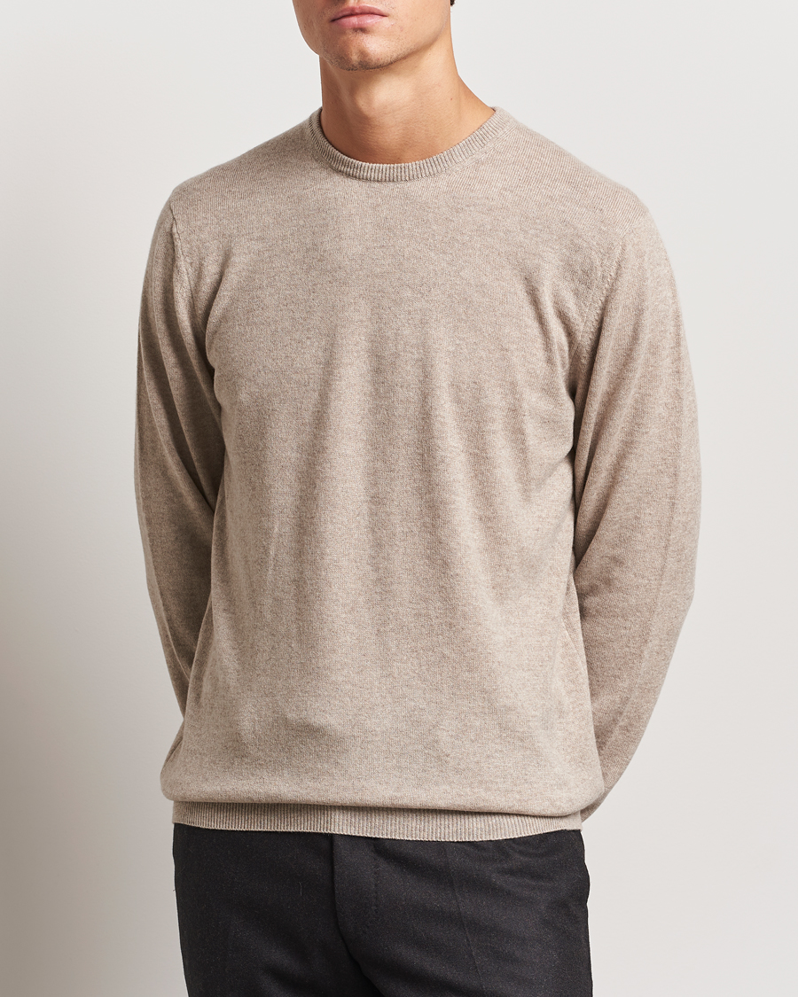 Heren | Truien | Piacenza Cashmere | Cashmere Crew Neck Sweater Beige