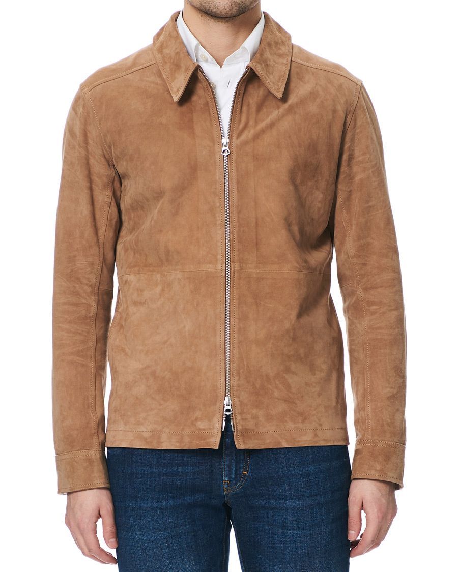 Homme | Manteaux Et Vestes | J.Lindeberg | Jonah Zip Suede Jacket Flat Brown