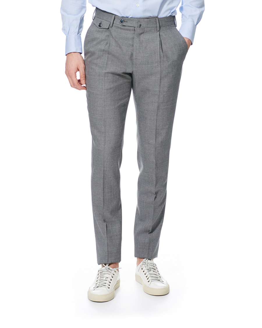 Homme | Pantalons | PT01 | Gentleman Fit Pleated Wool Trousers Light Grey