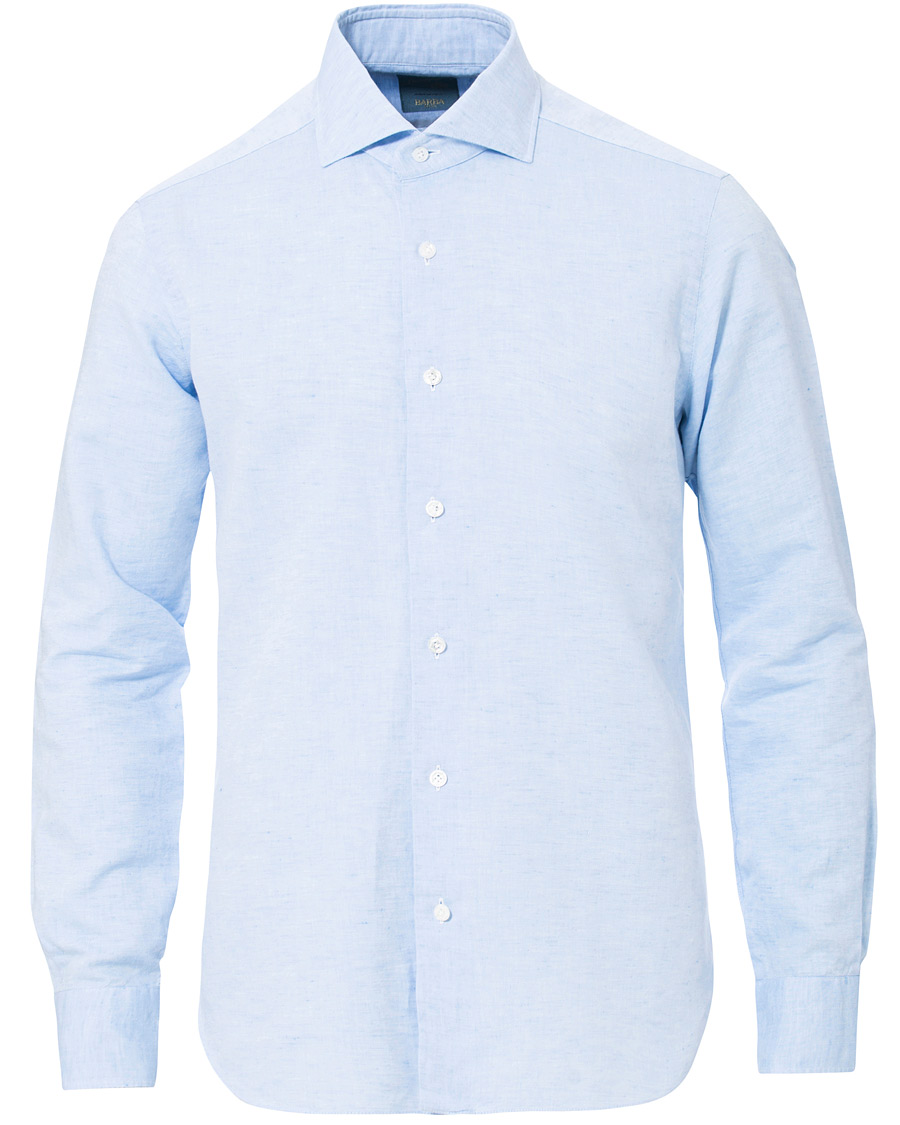 Homme | Chemises | Barba Napoli | Dandylife Slim Fit Cotton/Linen Shirt Blue