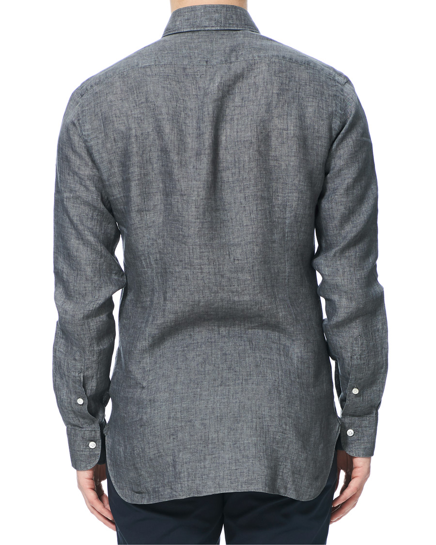 Homme | Chemises | Barba Napoli | Culto Slim Fit Linen Shirt Dark Grey