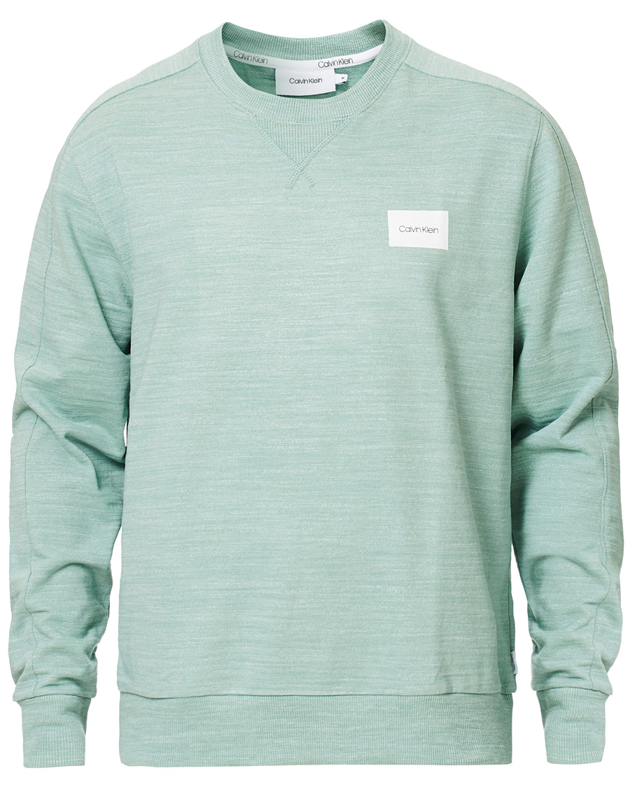 Homme | Pulls Et Tricots | Calvin Klein | Mouline Chest Logo Crew Neck Sweatshirt Granite Green