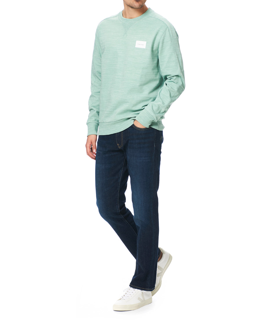 Homme | Pulls Et Tricots | Calvin Klein | Mouline Chest Logo Crew Neck Sweatshirt Granite Green