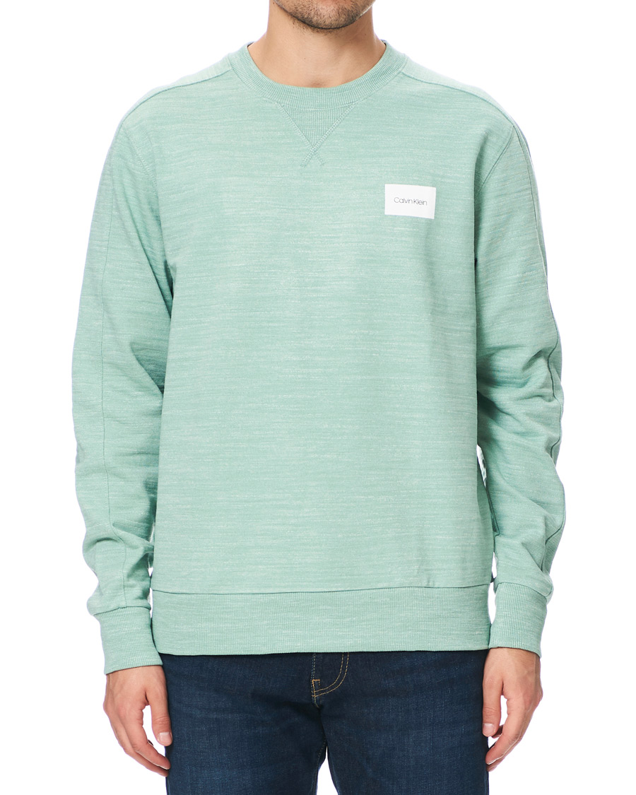 Homme | Pulls Et Tricots | Calvin Klein | Mouline Chest Logo Crew Neck Sweatshirt Granite Green