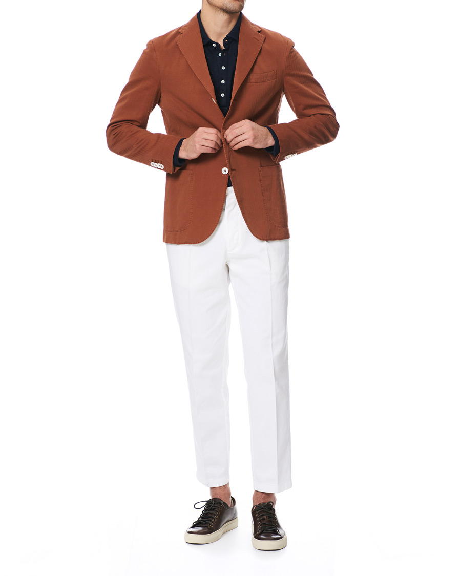 Heren | Blazers | The Gigi | Linen Herringbone Blazer Orange