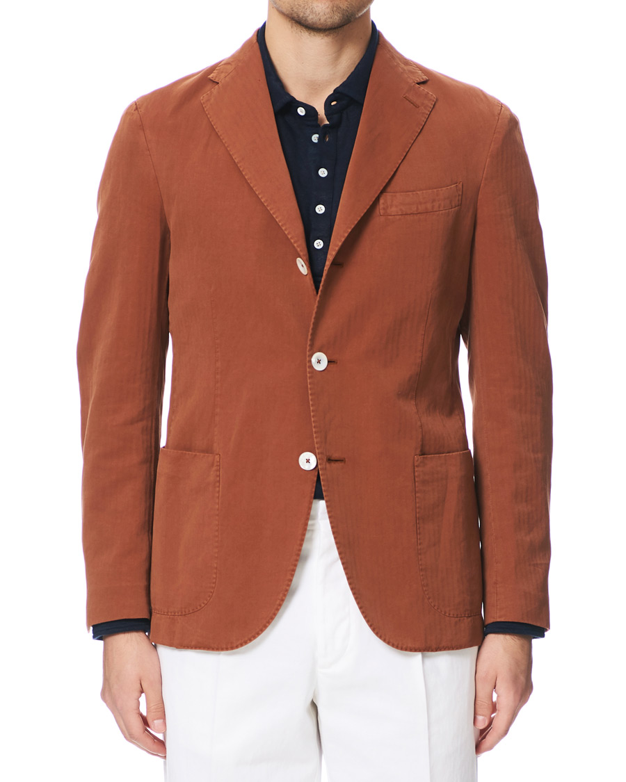 Heren | Blazers | The Gigi | Linen Herringbone Blazer Orange