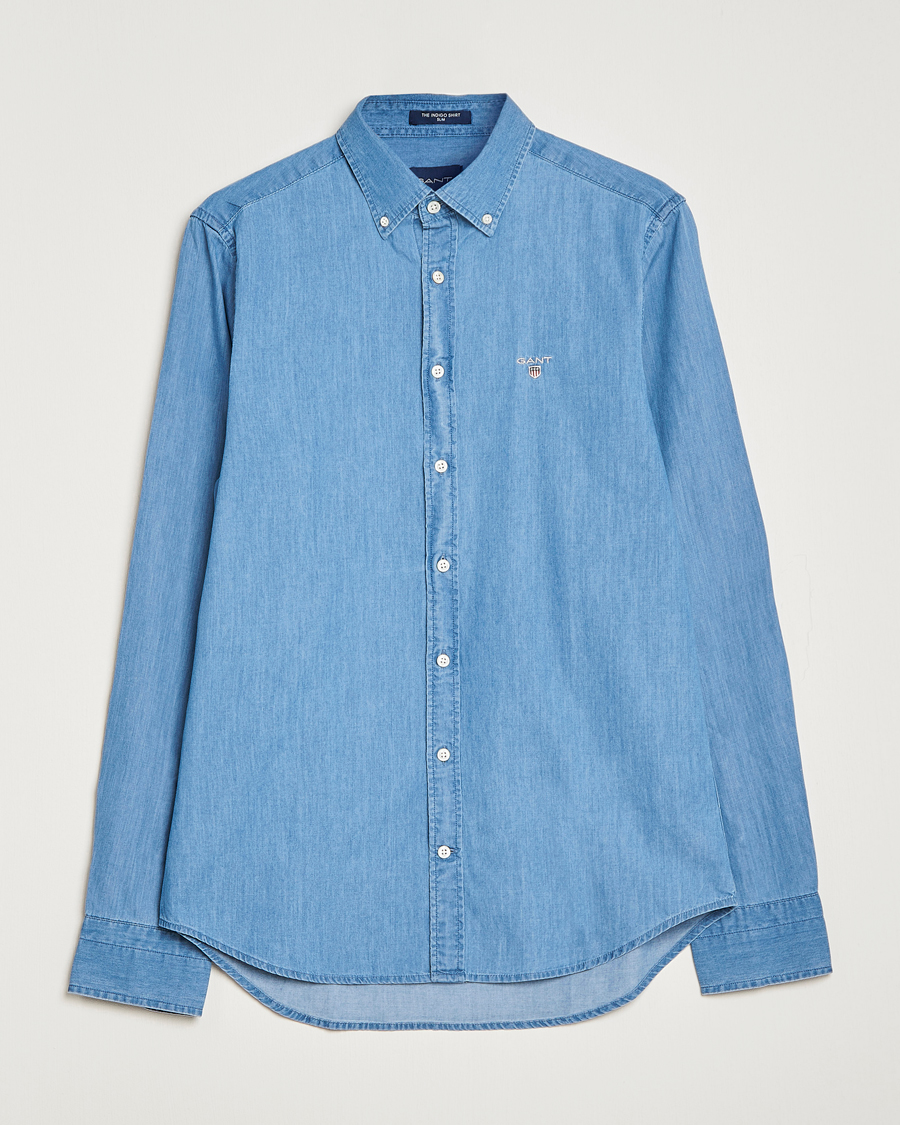 Homme | Chemises | Gant | Slim Fit Indigo Shirt Semi Light Blue