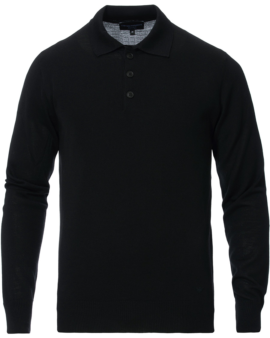 Homme | Pulls Et Tricots | Emporio Armani | Knitted Long Sleeve Polo Black