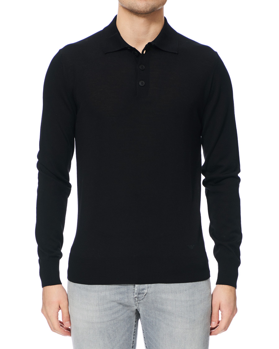 Homme | Pulls Et Tricots | Emporio Armani | Knitted Long Sleeve Polo Black