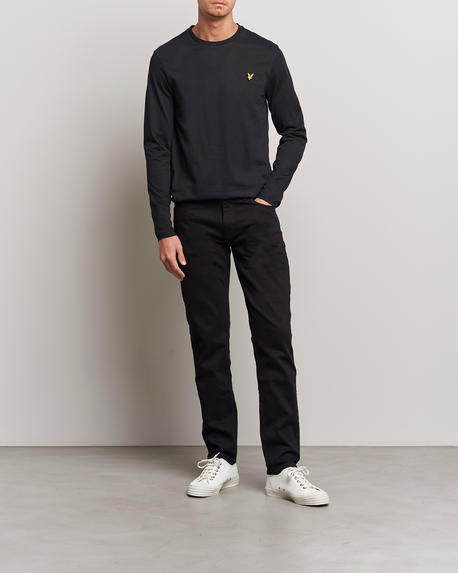 Heren | T-shirts | Lyle & Scott | Long Sleeve Crew Neck T-Shirt Jet Black