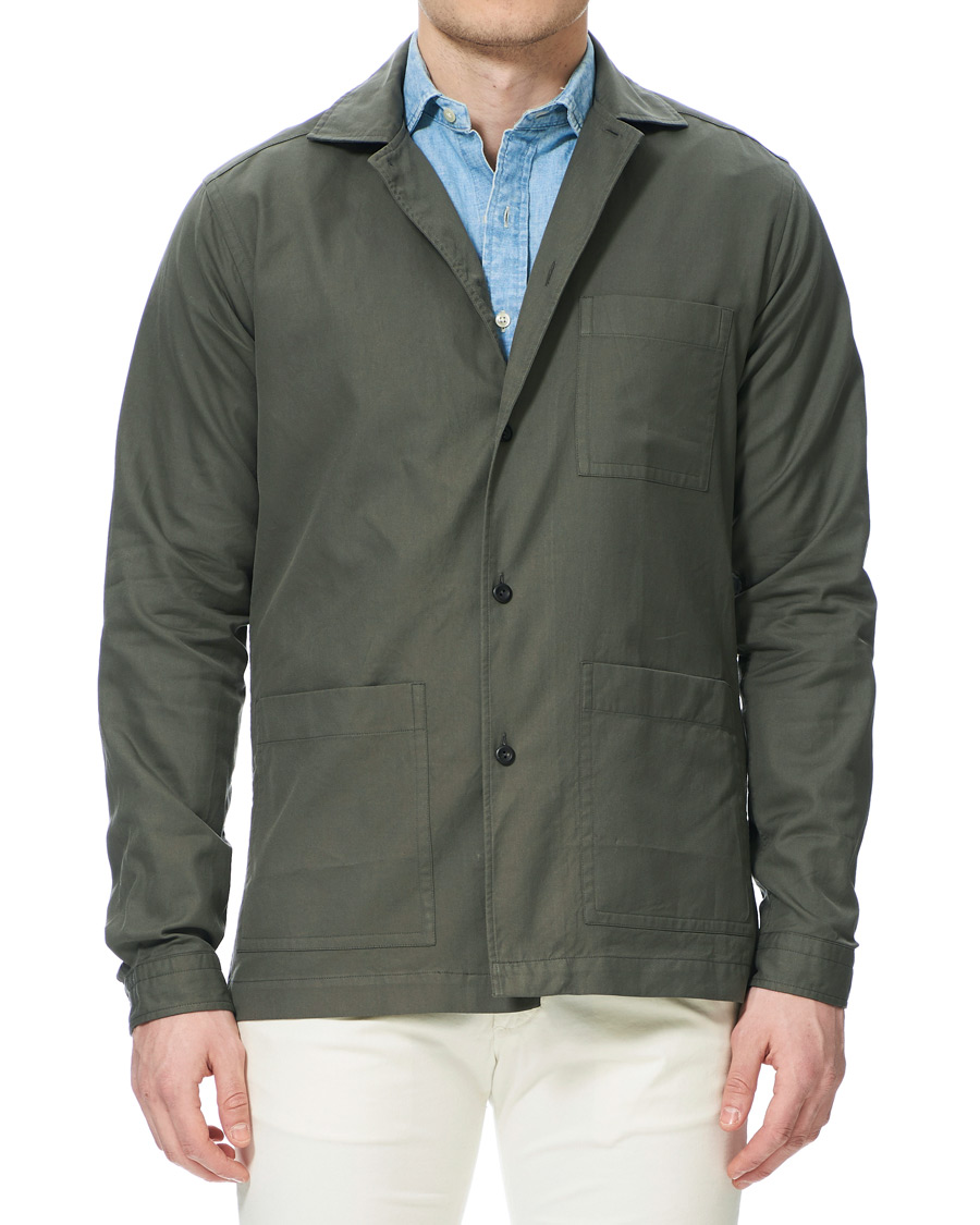 Homme | Chemises | Eton | Heavy Twill Overshirt Green