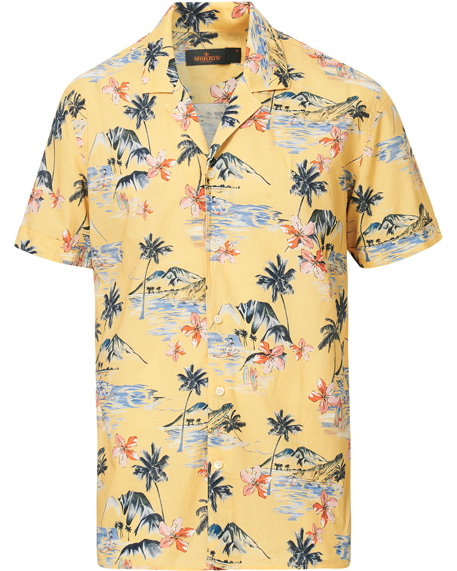 Homme | Chemises | Morris | David Bowling Printed Short Sleeve Shirt Yellow