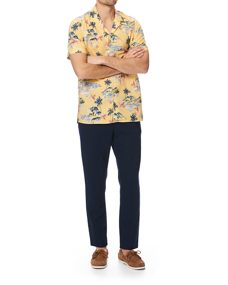 Homme | Chemises | Morris | David Bowling Printed Short Sleeve Shirt Yellow
