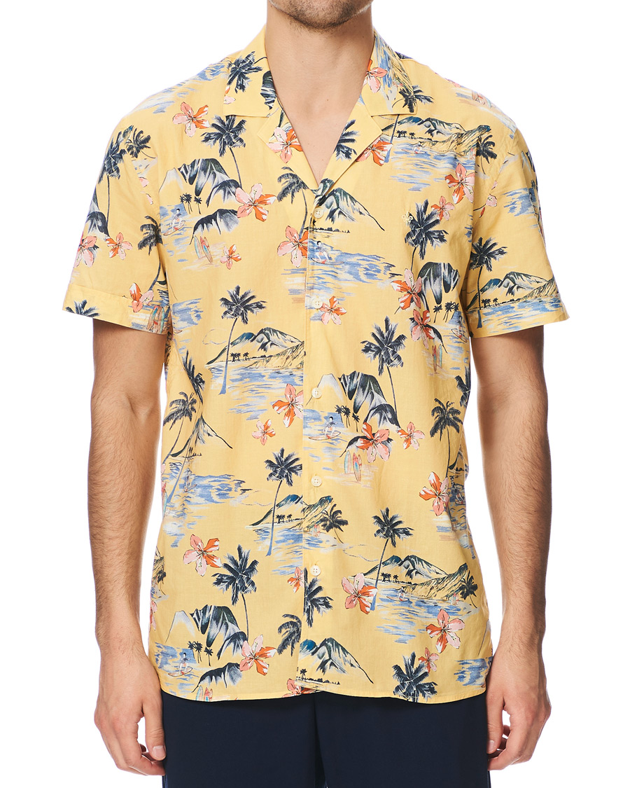Homme | Chemises | Morris | David Bowling Printed Short Sleeve Shirt Yellow