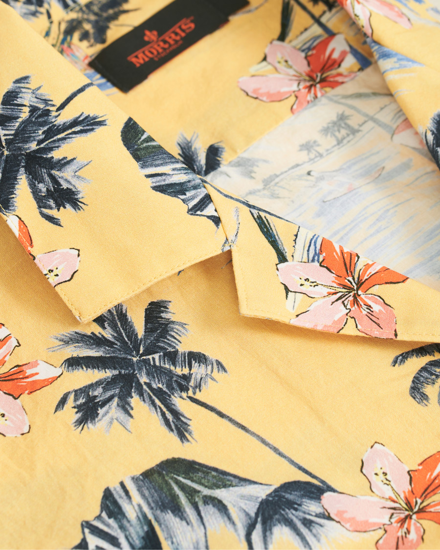 Homme | Chemises | Morris | David Bowling Printed Short Sleeve Shirt Yellow