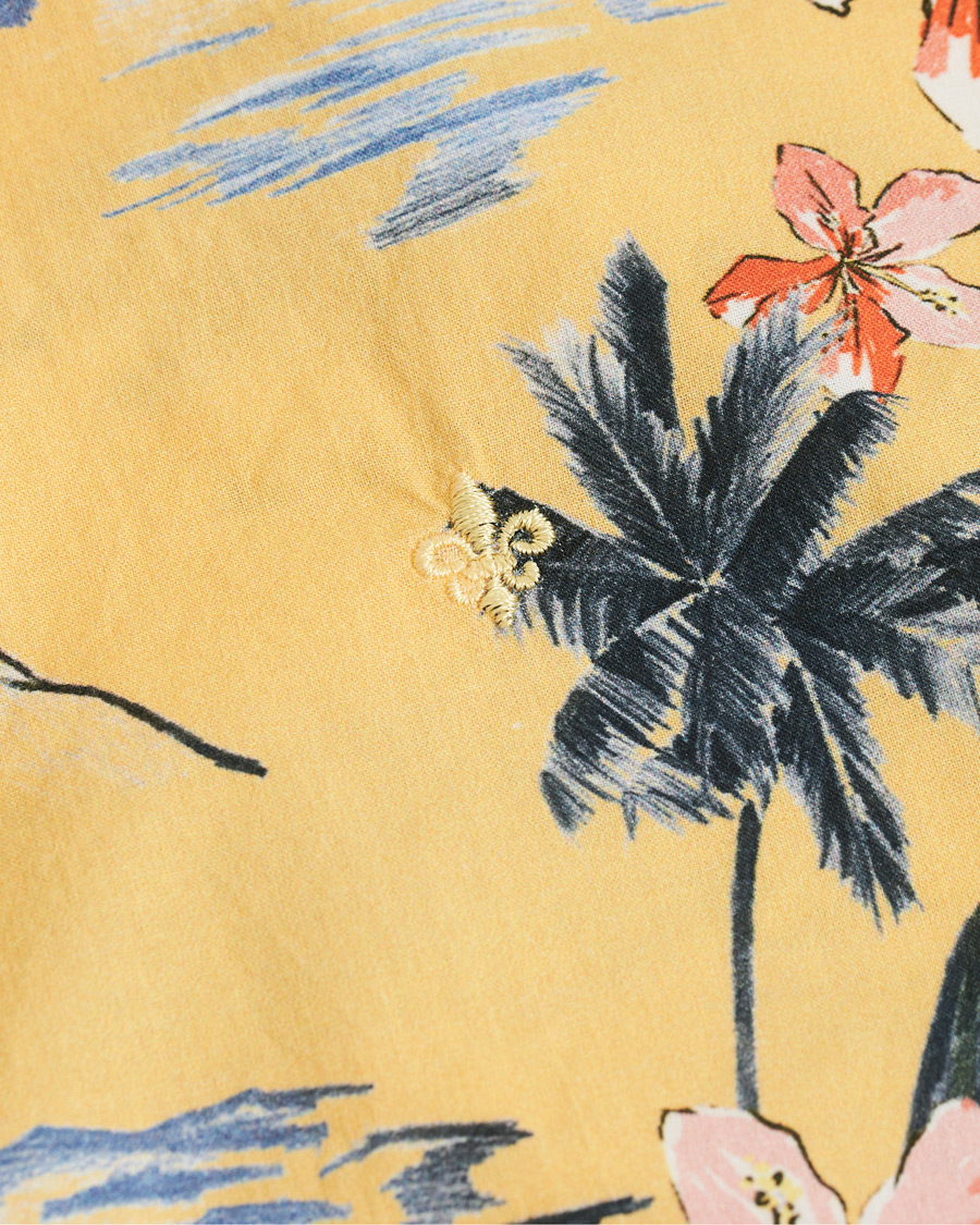 Homme | Chemises | Morris | David Bowling Printed Short Sleeve Shirt Yellow