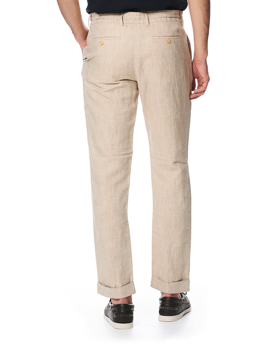 Homme | Pantalons | Morris | Windslow Linen Turn Up Drawstring Trousers Khaki
