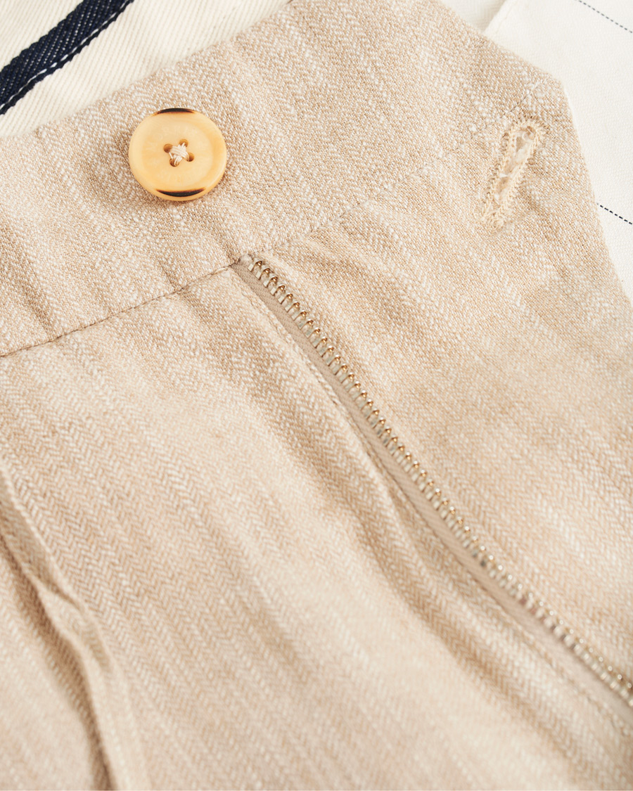 Homme | Pantalons | Morris | Windslow Linen Turn Up Drawstring Trousers Khaki