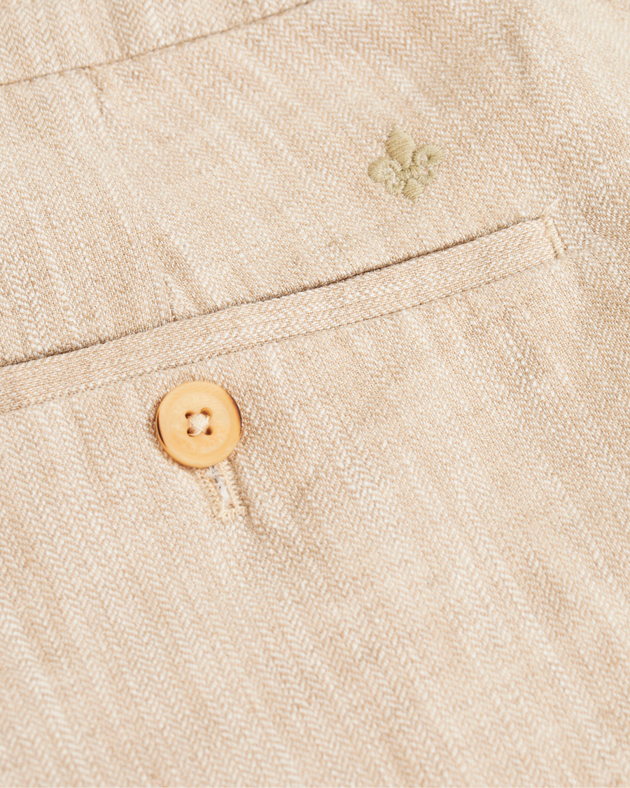 Homme | Pantalons | Morris | Windslow Linen Turn Up Drawstring Trousers Khaki