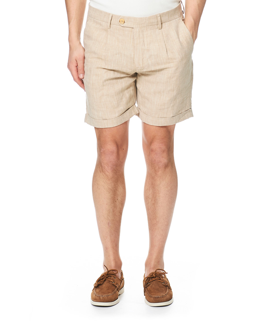 Homme | Shorts | Morris | Marlow Pleated Linen Shorts Khaki
