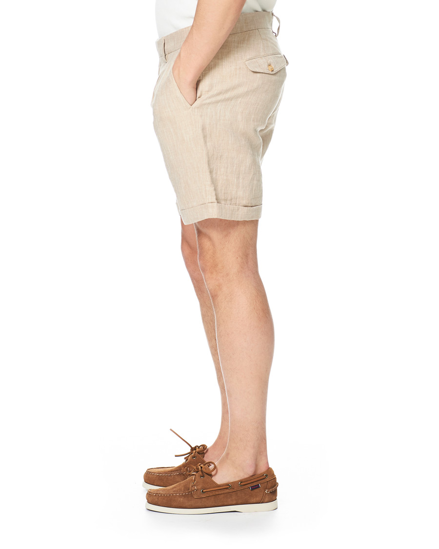 Homme | Shorts | Morris | Marlow Pleated Linen Shorts Khaki