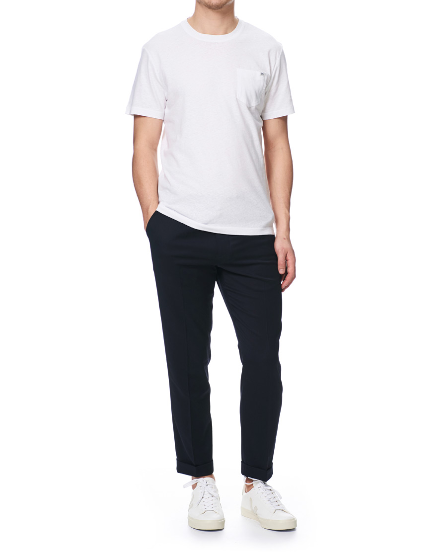 Heren | T-shirts | Tiger of Sweden | Didelot Linen Pocket Crew Neck Tee White