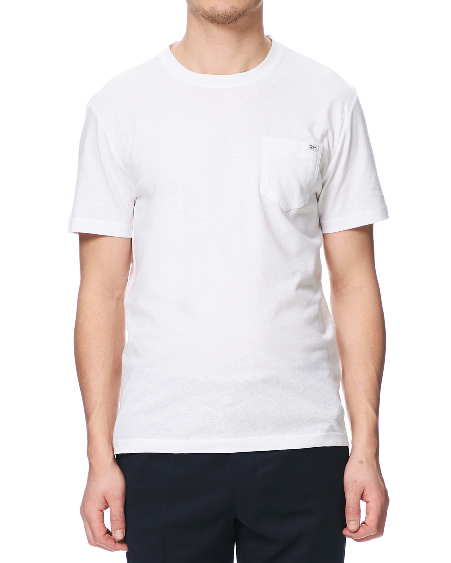 Heren | T-shirts | Tiger of Sweden | Didelot Linen Pocket Crew Neck Tee White