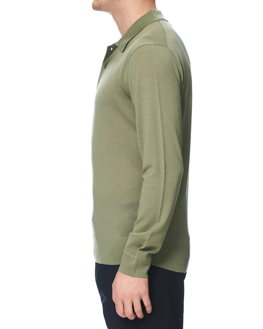 Homme | Pulls Et Tricots | Tiger of Sweden | Newton Knitted Long Sleeve Polo Caraway Green